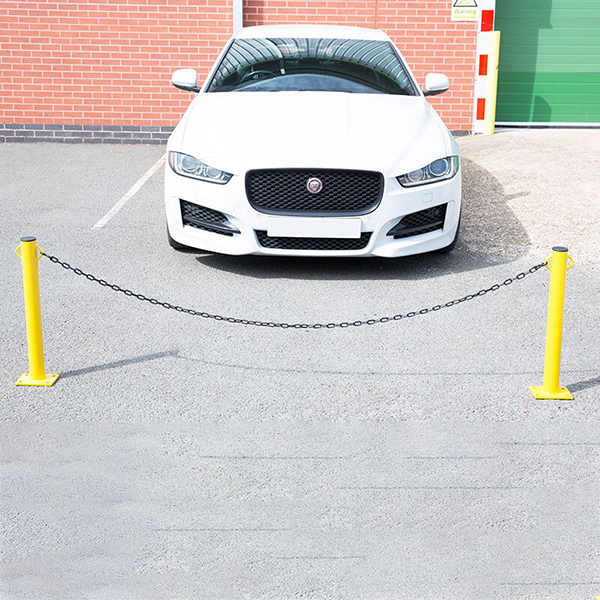 Highly Durable Twin Eyelets Car Park Yellow Security Posts