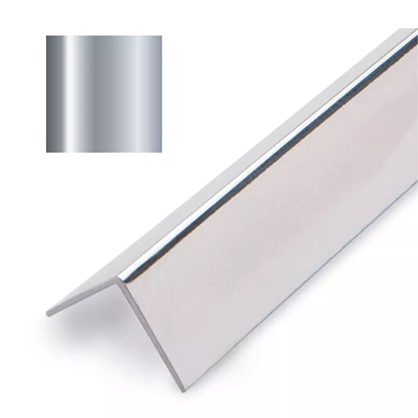 Chrome Silver Effect PVC Internal Angle Wall Cladding Trim - 2.45m Long