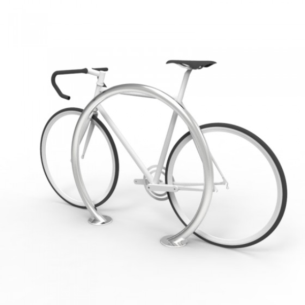 Circular Hooped Design Silver Bike Rack