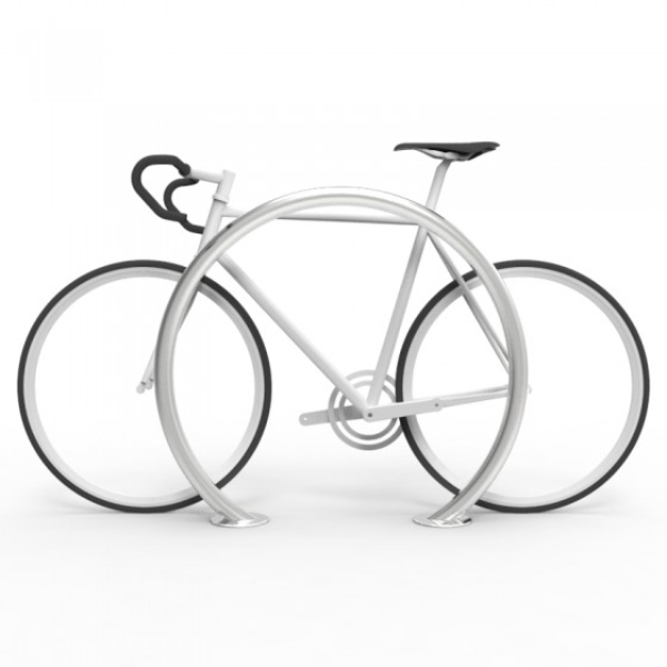 Circular Hooped Design Silver Bike Rack