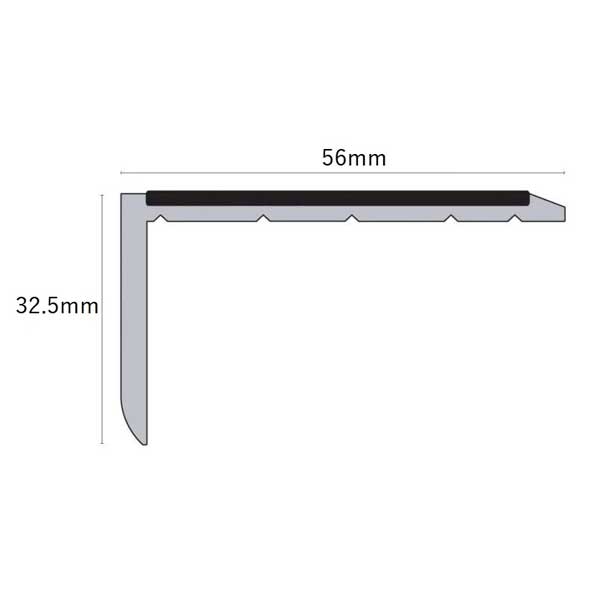 Commercial Stair Nosing 56 x 32.5mm With Non Slip PVC Insert Slimline Hard Nose