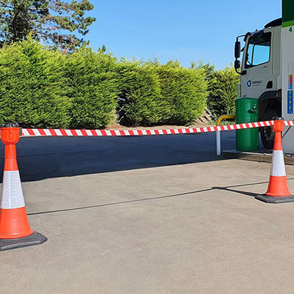 Waterproof Cone Barrier Warning Tape For Road Maintenance- Red & White