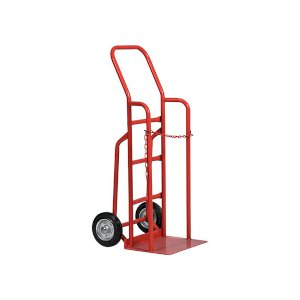 Single Gas Bottle Steel Trolley With Solid Black Rubber Wheels