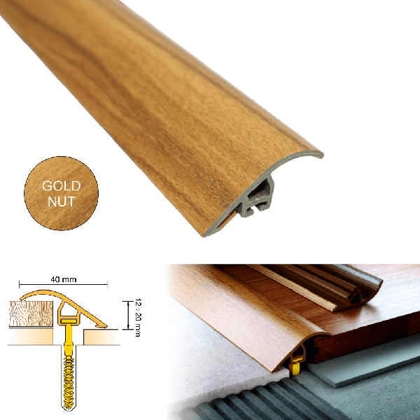 Door Threshold 40mm wide for Connecting wooden Laminate Carpet Vinyl or tiled floors UPVC Wood Effect