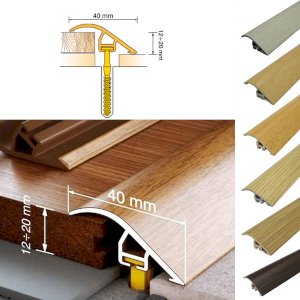 Door Threshold 40mm wide for Connecting wooden Laminate Carpet Vinyl or tiled floors UPVC Wood Effect