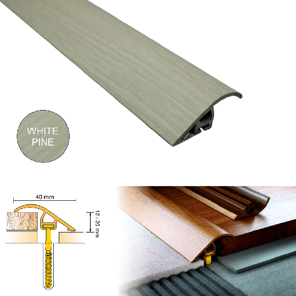 Door Threshold 40mm wide for Connecting wooden Laminate Carpet Vinyl or tiled floors UPVC Wood Effect