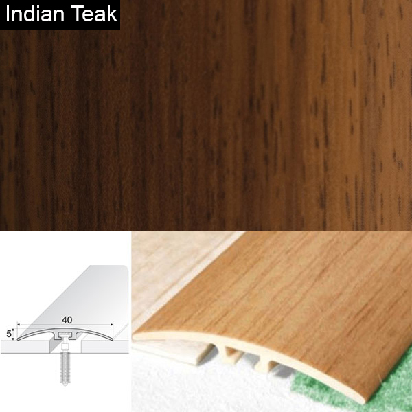 Door Threshold 40mm Wide Screw Fix Connecting Wood Carpet Floors UPVC Wood Effect