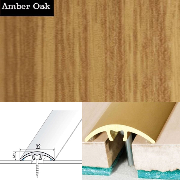 Door Threshold for Connecting Wooden, Laminate, Carpet, Vinly Floors Aluminium Wood Effect