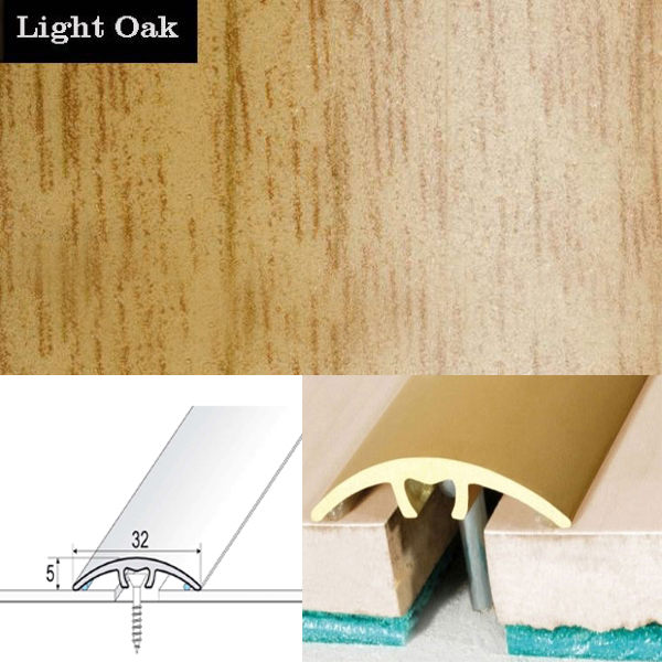 Door Threshold for Connecting Wooden, Laminate, Carpet, Vinly Floors Aluminium Wood Effect