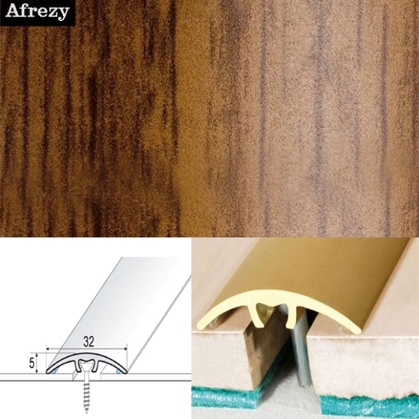 Door Threshold for Connecting Wooden, Laminate, Carpet, Vinly Floors Aluminium Wood Effect