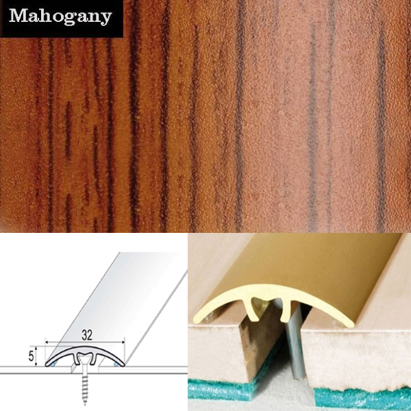 Door Threshold for Connecting Wooden, Laminate, Carpet, Vinly Floors Aluminium Wood Effect