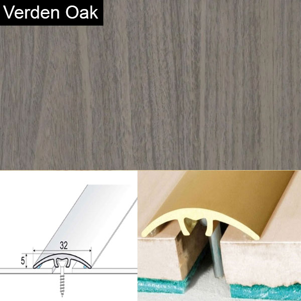 Door Threshold for Connecting Wooden, Laminate, Carpet, Vinly Floors Aluminium Wood Effect