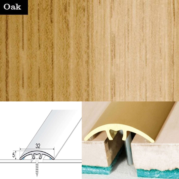 Door Threshold for Connecting Wooden, Laminate, Carpet, Vinly Floors Aluminium Wood Effect