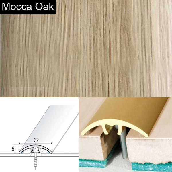 Door Threshold for Connecting Wooden, Laminate, Carpet, Vinly Floors Aluminium Wood Effect