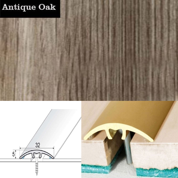 Door Threshold for Connecting Wooden, Laminate, Carpet, Vinly Floors Aluminium Wood Effect