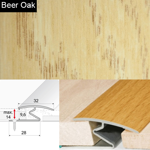 Door Thresholds For Vinyl, Carpet, Laminate, Wooden Floors Aluminium Wood Effect