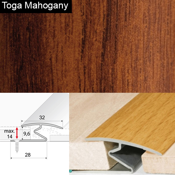 Door Thresholds For Vinyl, Carpet, Laminate, Wooden Floors Aluminium Wood Effect