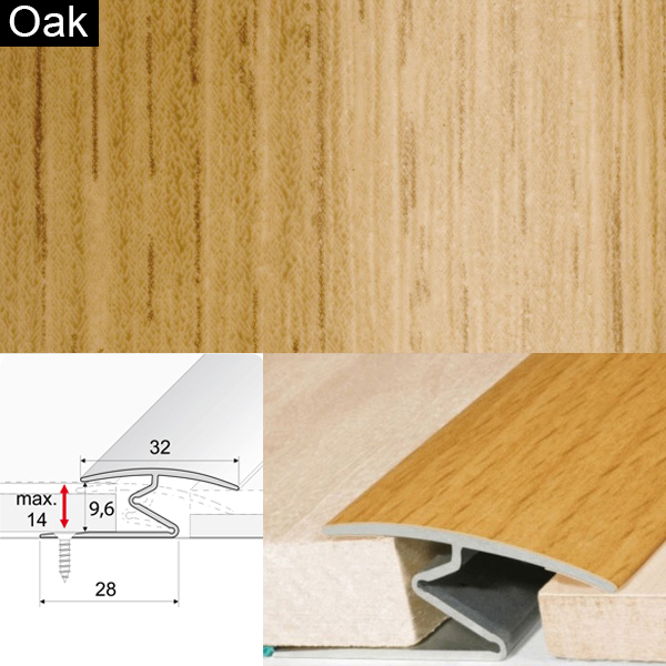 Door Thresholds For Vinyl, Carpet, Laminate, Wooden Floors Aluminium Wood Effect