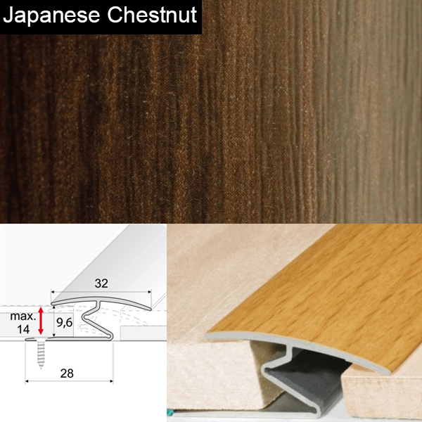 Door Thresholds For Vinyl, Carpet, Laminate, Wooden Floors Aluminium Wood Effect