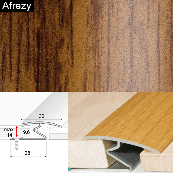 Door Thresholds For Vinyl, Carpet, Laminate, Wooden Floors Aluminium Wood Effect