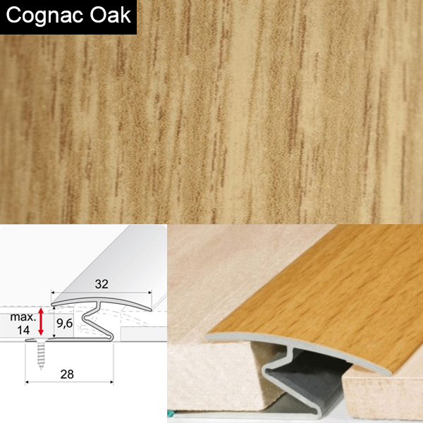 Door Thresholds For Vinyl, Carpet, Laminate, Wooden Floors Aluminium Wood Effect