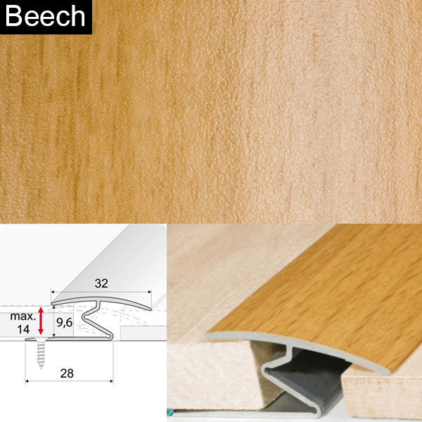 Door Thresholds For Vinyl, Carpet, Laminate, Wooden Floors Aluminium Wood Effect