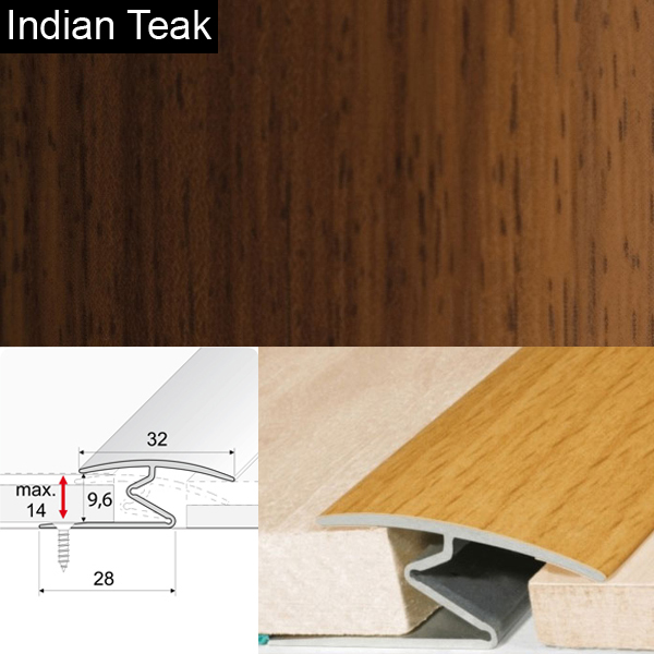 Door Thresholds For Vinyl, Carpet, Laminate, Wooden Floors Aluminium Wood Effect