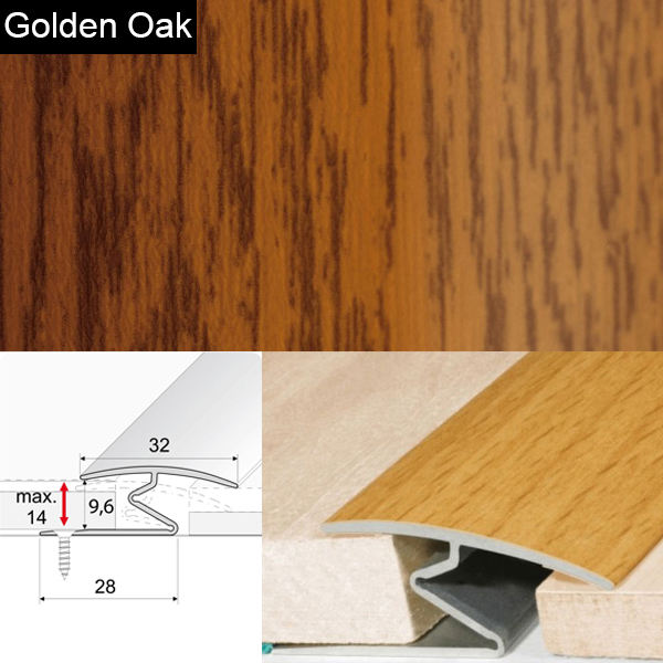 Door Thresholds For Vinyl, Carpet, Laminate, Wooden Floors Aluminium Wood Effect