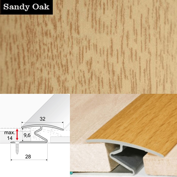 Door Thresholds For Vinyl, Carpet, Laminate, Wooden Floors Aluminium Wood Effect