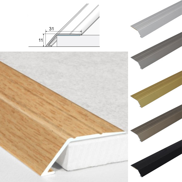 Door Thresholds Ramp Self Adhesive For Connecting Wooden, Laminate, Carpet, Vinyl Floors Aluminium