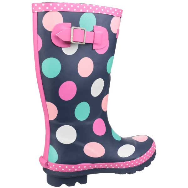 Dotty Junior Printed Buckle Style Wellington Boots