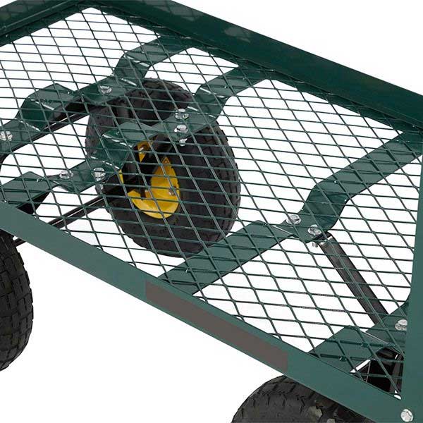 Double Tier Turntable Green Trolley with Mesh Base