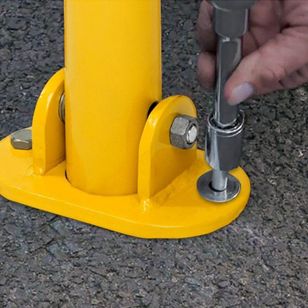 Yellow Fold Down Driveway Security Post Barrier