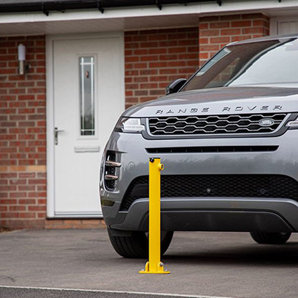 Yellow Fold Down Driveway Security Post Barrier