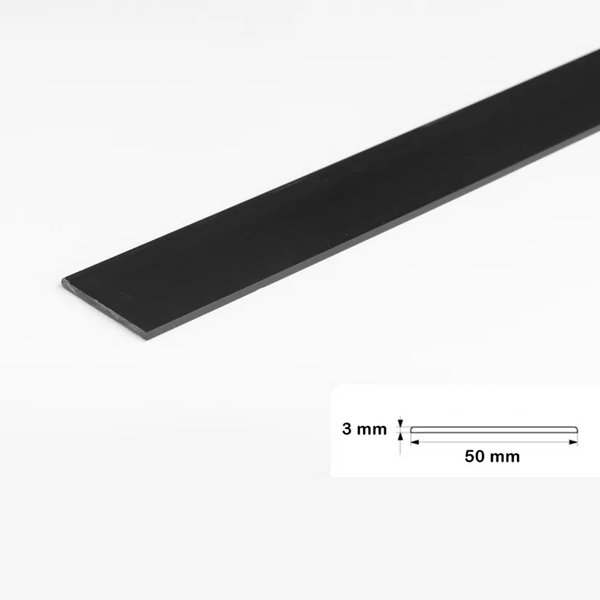 Durable Black 1m PVC Flat Bar Trim Architrave Cover