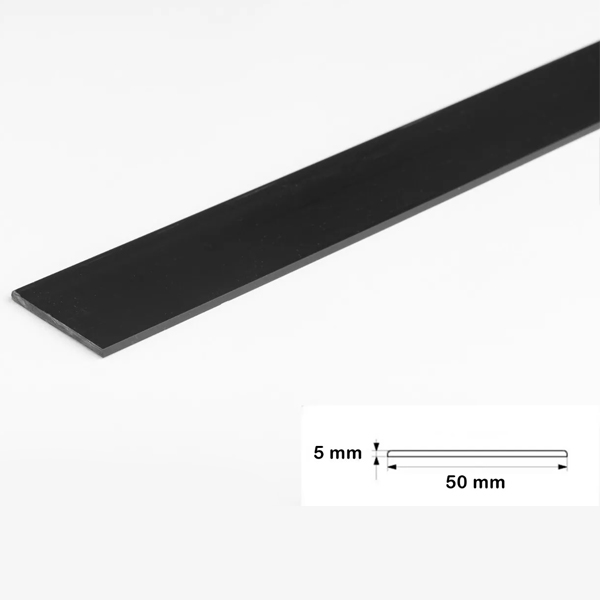 Durable Black 1m PVC Flat Bar Trim Architrave Cover