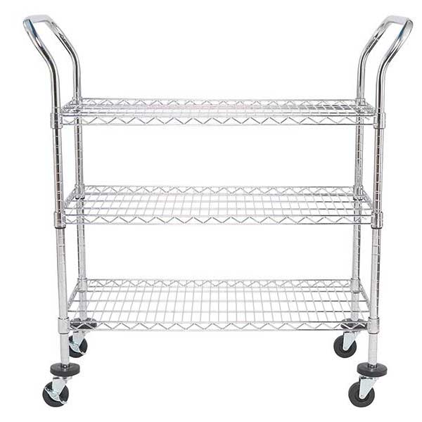 Durable Chrome Plated Wire Mesh Silver Trolley