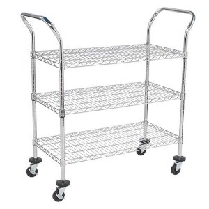 Durable Chrome Plated Wire Mesh Silver Trolley