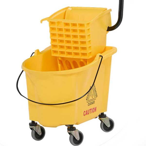 Durable Yellow Plastic Mop Bucket with Wringer