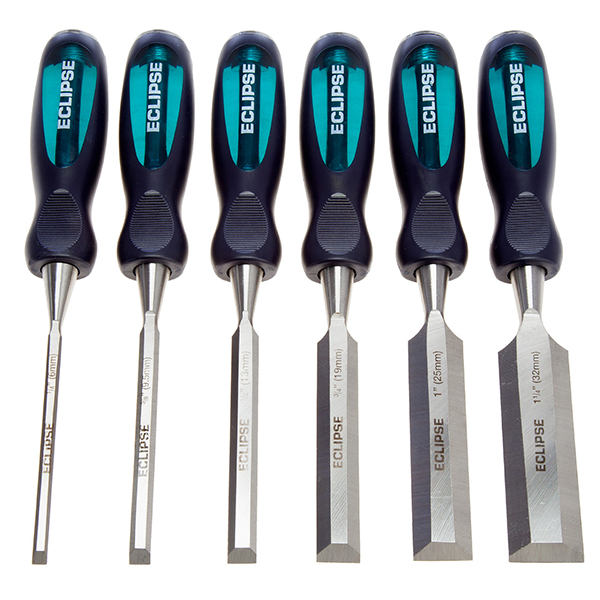 Eclipse High Impact Bevel Hardened & Tempered Cr-V Steel Blade Edge Wood Chisel Set 6 Piece