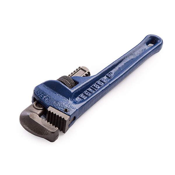 Eclipse Leader Pattern Pipe Wrench with Hardened and Tempered Steel Adjustment Nut 200mm - 25mm Capacity