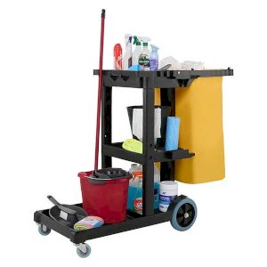 Economy Cleaning Cart with Yellow Bag