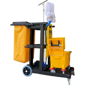 High Capacity Black & Yellow Economy Cleaning Cart