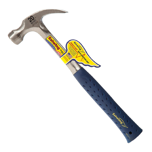 Estwing Curved Claw Solid Steel Hammer with Vinyl Grip 20oz