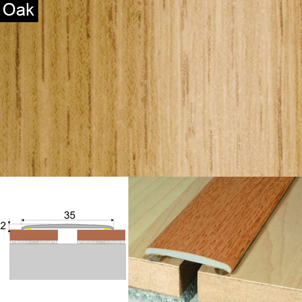 Flat Aluminium Wood Effect Door Thresholds Self Adhesive