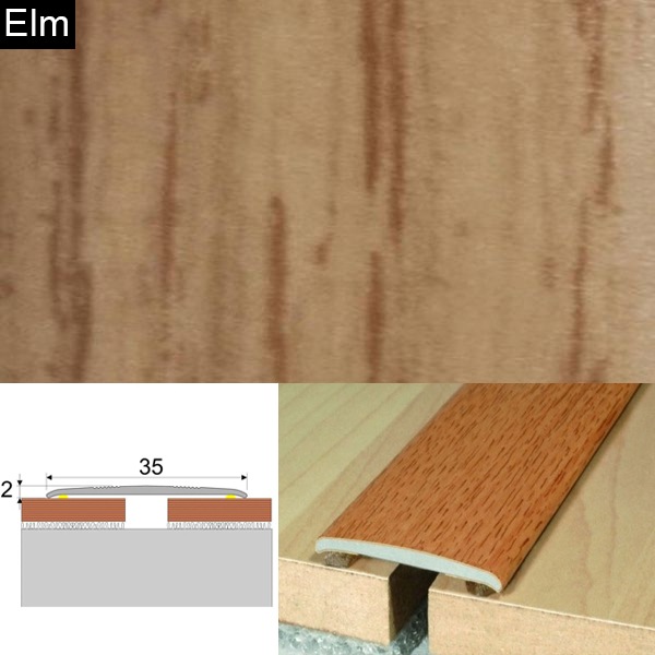 Flat Aluminium Wood Effect Door Thresholds Self Adhesive