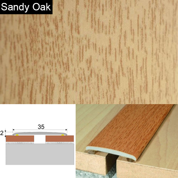 Flat Aluminium Wood Effect Door Thresholds Self Adhesive