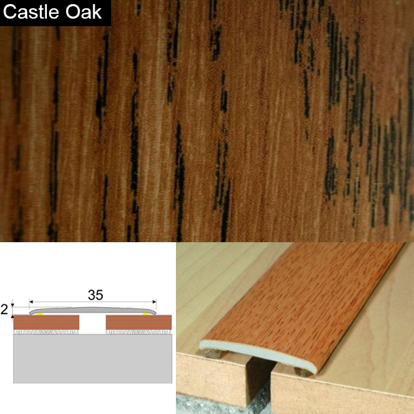 Flat Aluminium Wood Effect Door Thresholds Self Adhesive