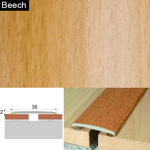 Flat Aluminium Wood Effect Door Thresholds Self Adhesive