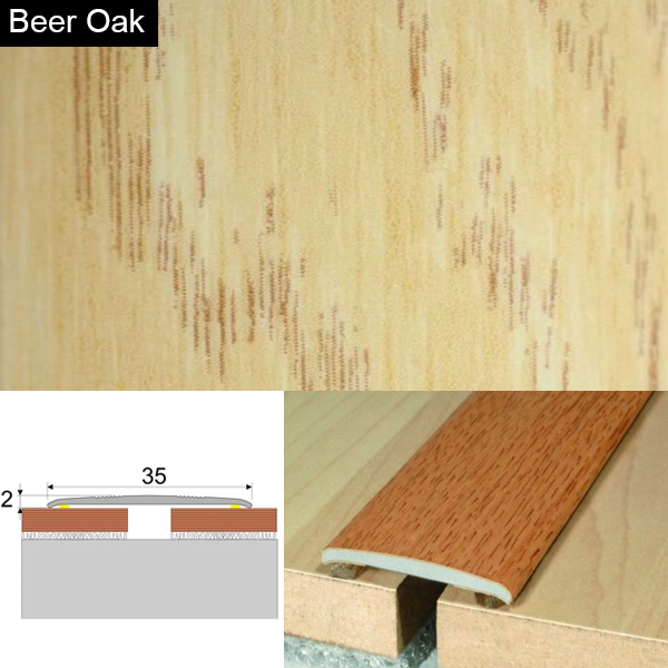 Flat Aluminium Wood Effect Door Thresholds Self Adhesive